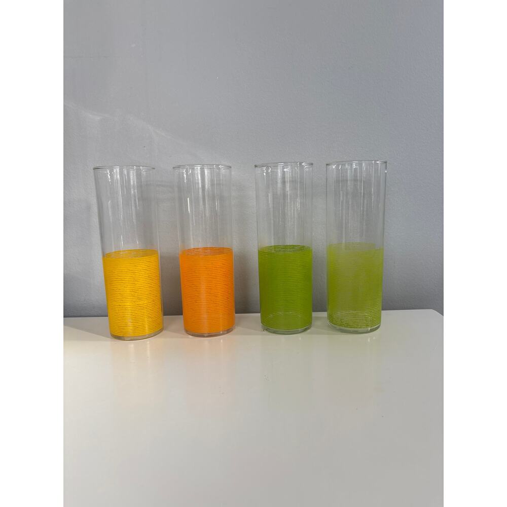 Vintage Bali Spiral Striped Drinking Glasses Set of 4